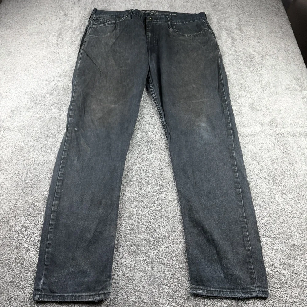 Signature Levis S37 Slim Jeans Mens 36x32 Faded Black Denim Mid Rise